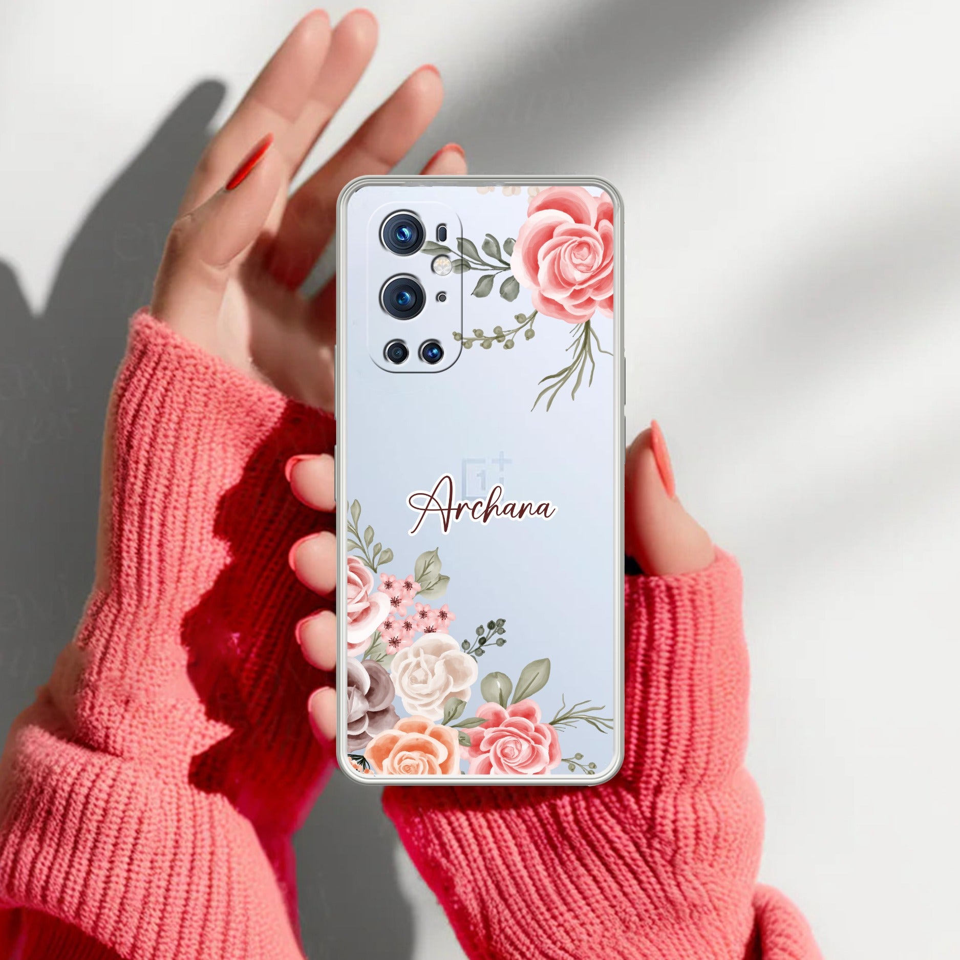 Pink Floral Transparent Silicon Case For OnePlus