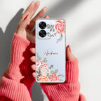 Pink Floral Transparent Silicon Case For OnePlus Nord 2T 5G