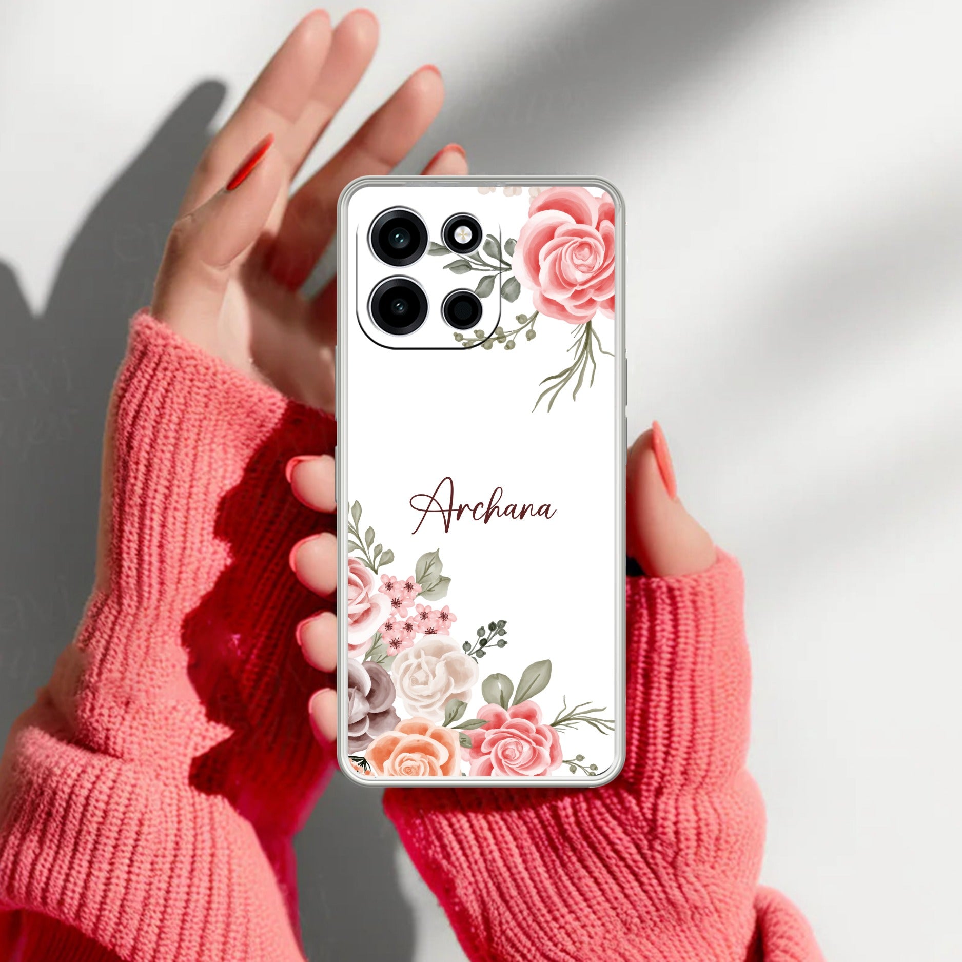 Pink Floral Transparent Silicon Case For OnePlus Nord 6 5G