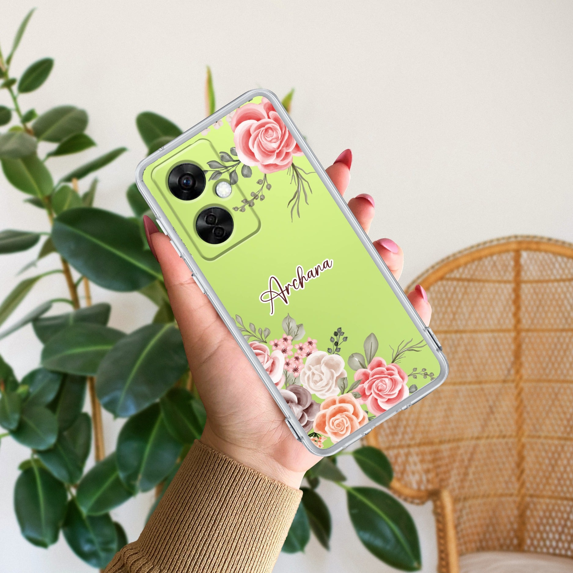 Pink Floral Transparent Silicon Case For OnePlus
