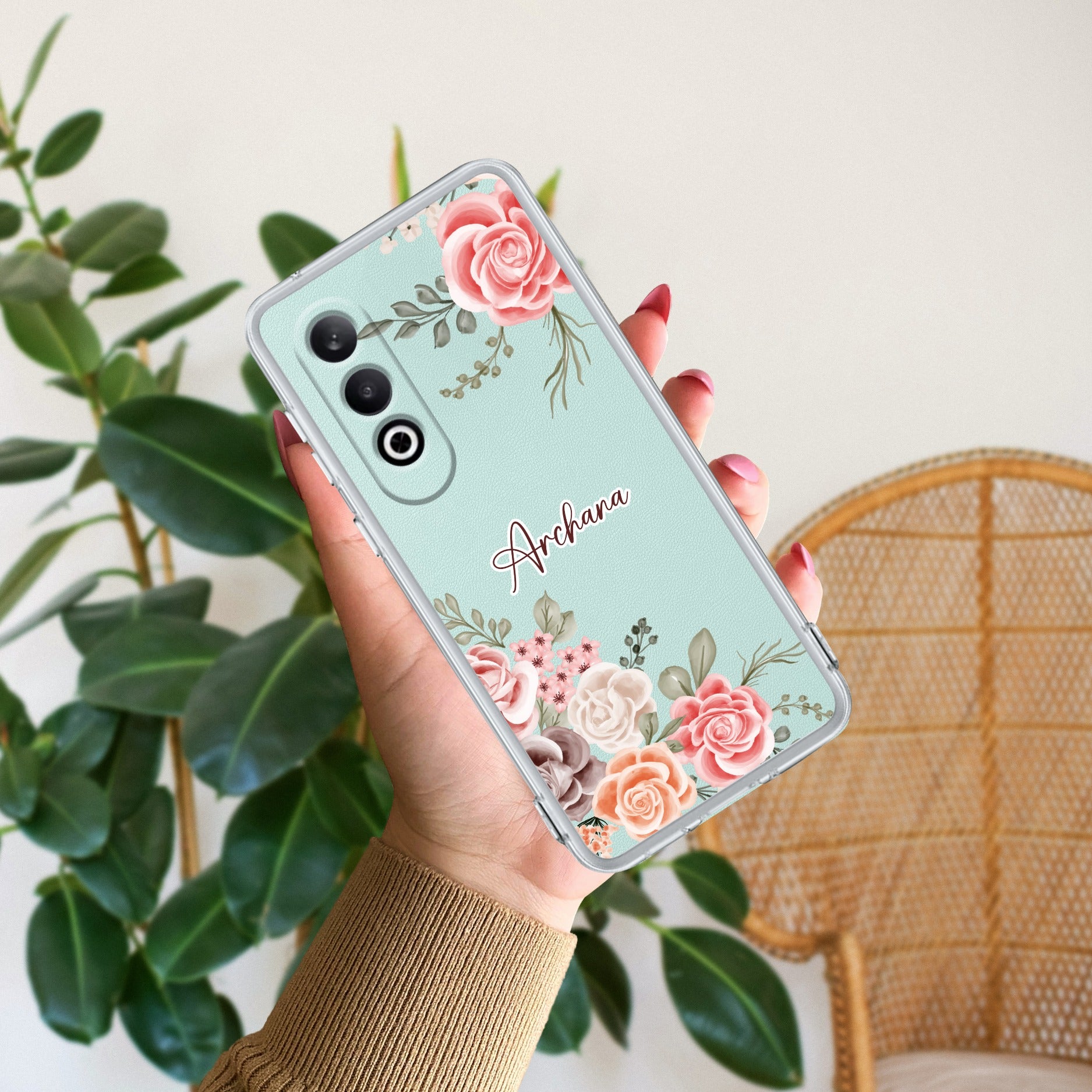 Pink Floral Transparent Silicon Case For OnePlus
