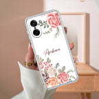 Pink Floral Transparent Silicon Case For OnePlus Nord CE5 5G