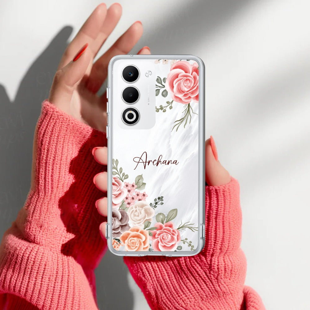 Pink Floral Transparent Silicon Case For Oppo