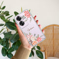 Pink Floral Transparent Silicon Case For Oppo F25 Pro 5G