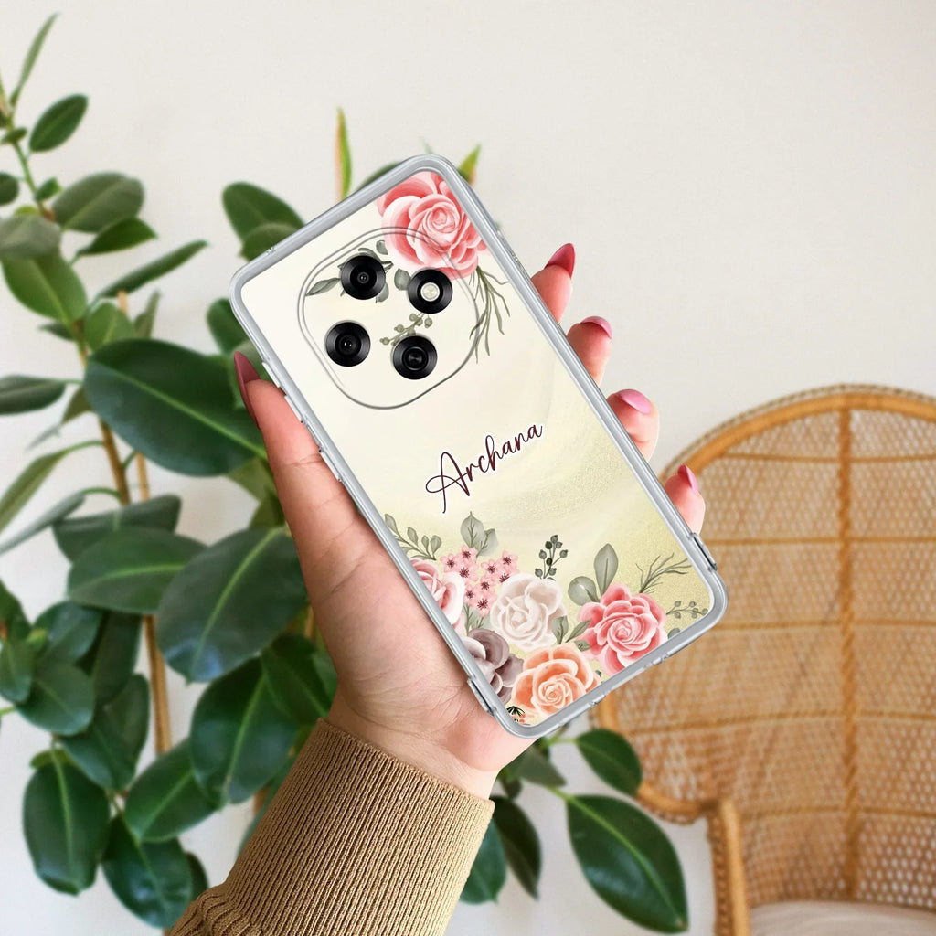 Pink Floral Anti Yellow Case For Oppo F31 Pro 5G