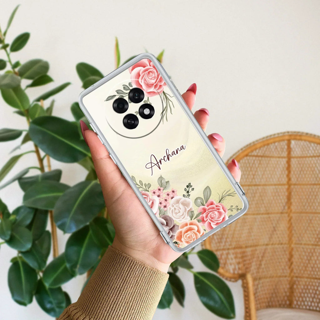 Pink Floral Anti Yellow Case For Oppo F31 Pro Plus 5G
