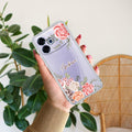 Pink Floral Transparent Silicon Case For Oppo F33 Pro 5G