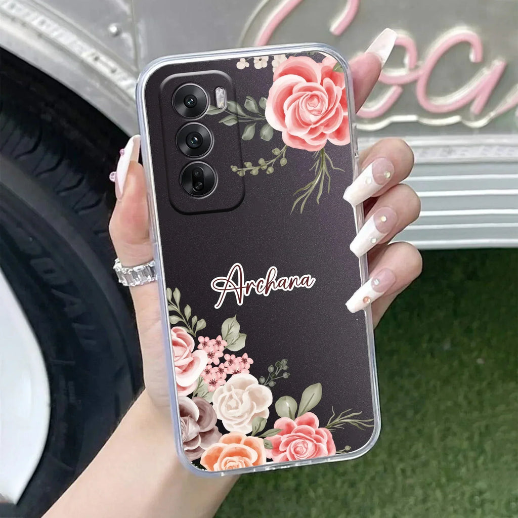 Pink Floral Anti Yellow Case For Oppo Reno 12 Pro 5G