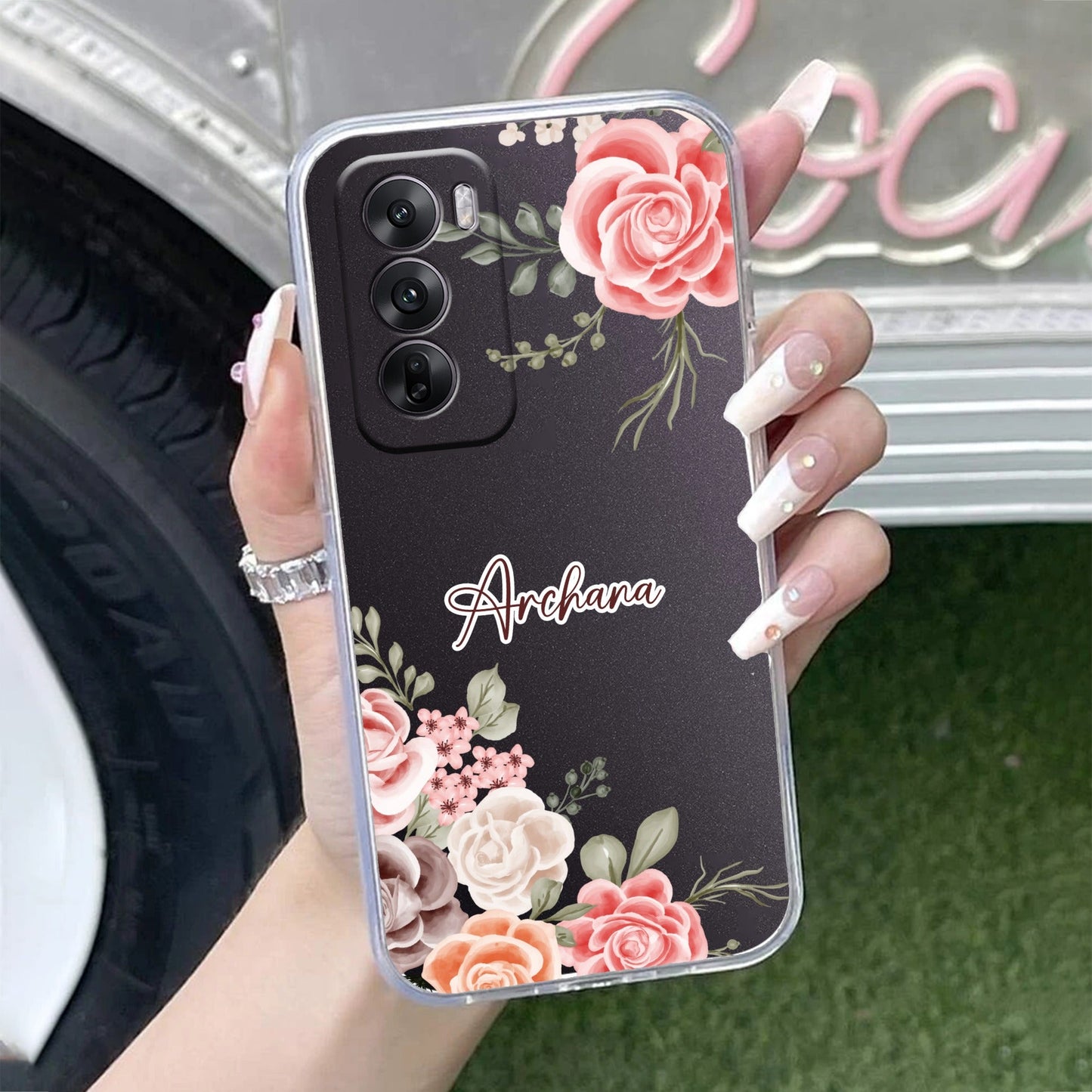 Pink Floral Transparent Silicon Case For Oppo