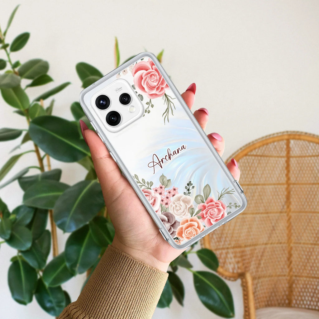 Pink Floral Anti Yellow Case For Oppo Reno 15 5G