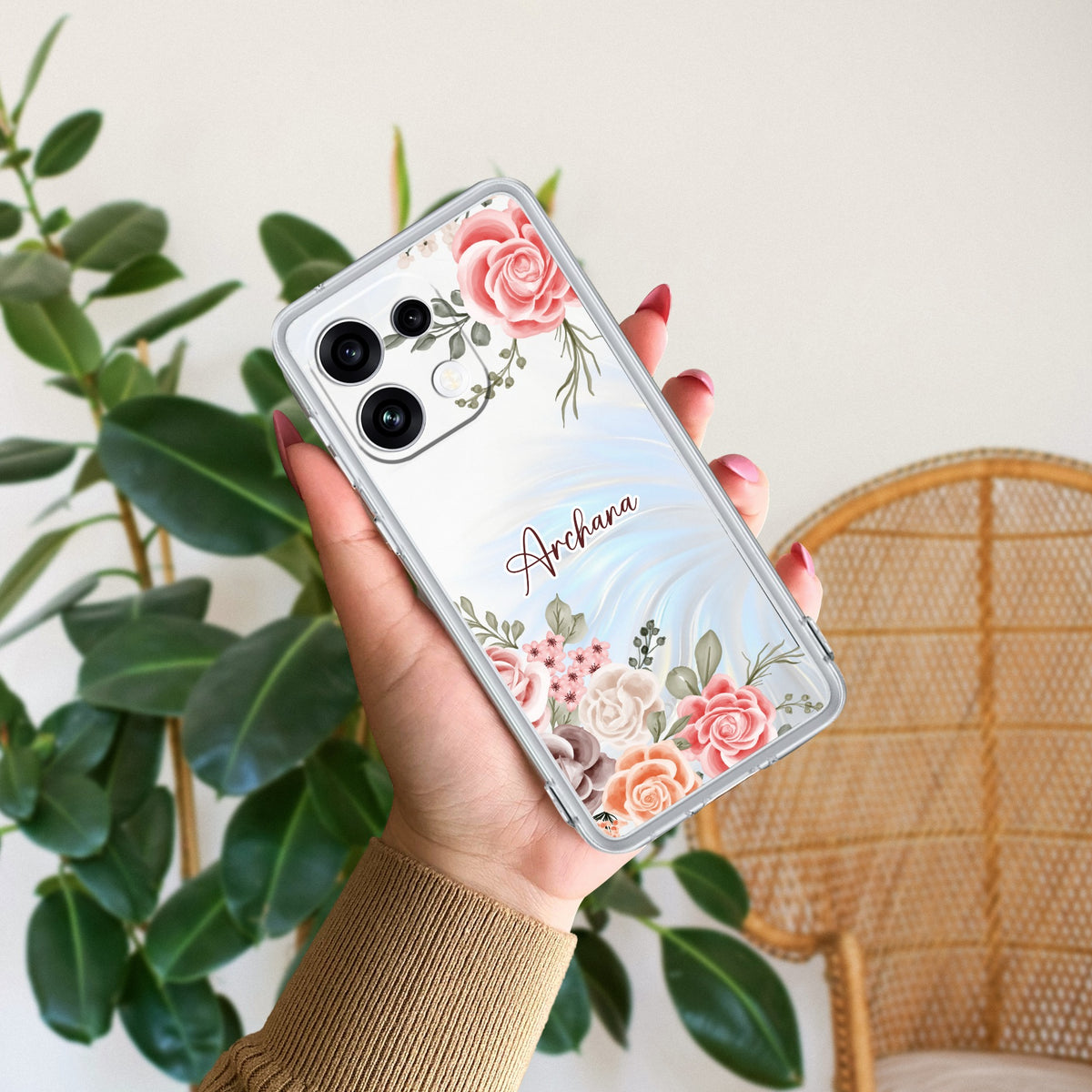 Pink Floral Anti Yellow Case For Oppo Reno 16C 5G