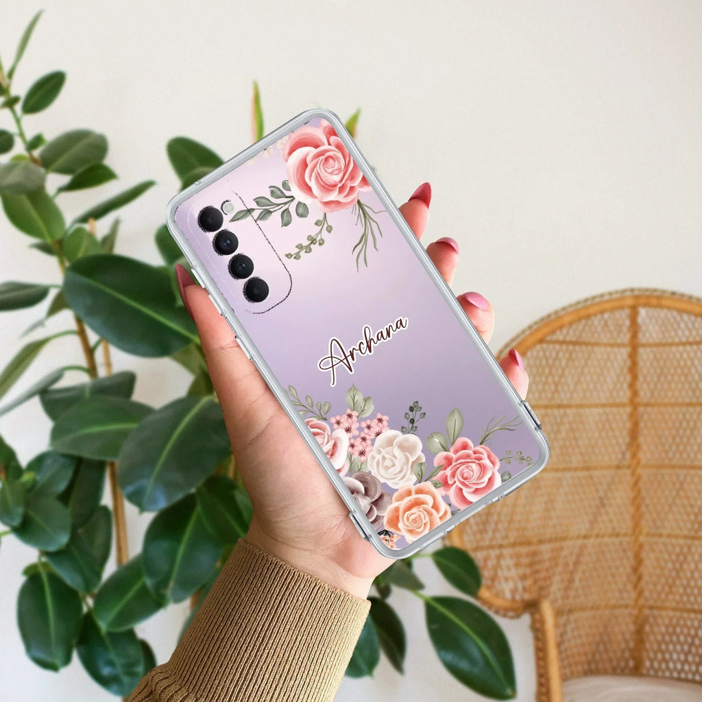 Pink Floral Anti Yellow Case For Oppo Reno 4 Pro