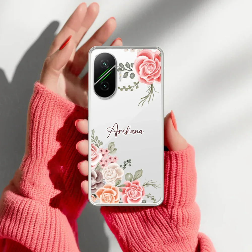 Pink Floral Transparent Silicon Case For Poco - ShopOnCliQ