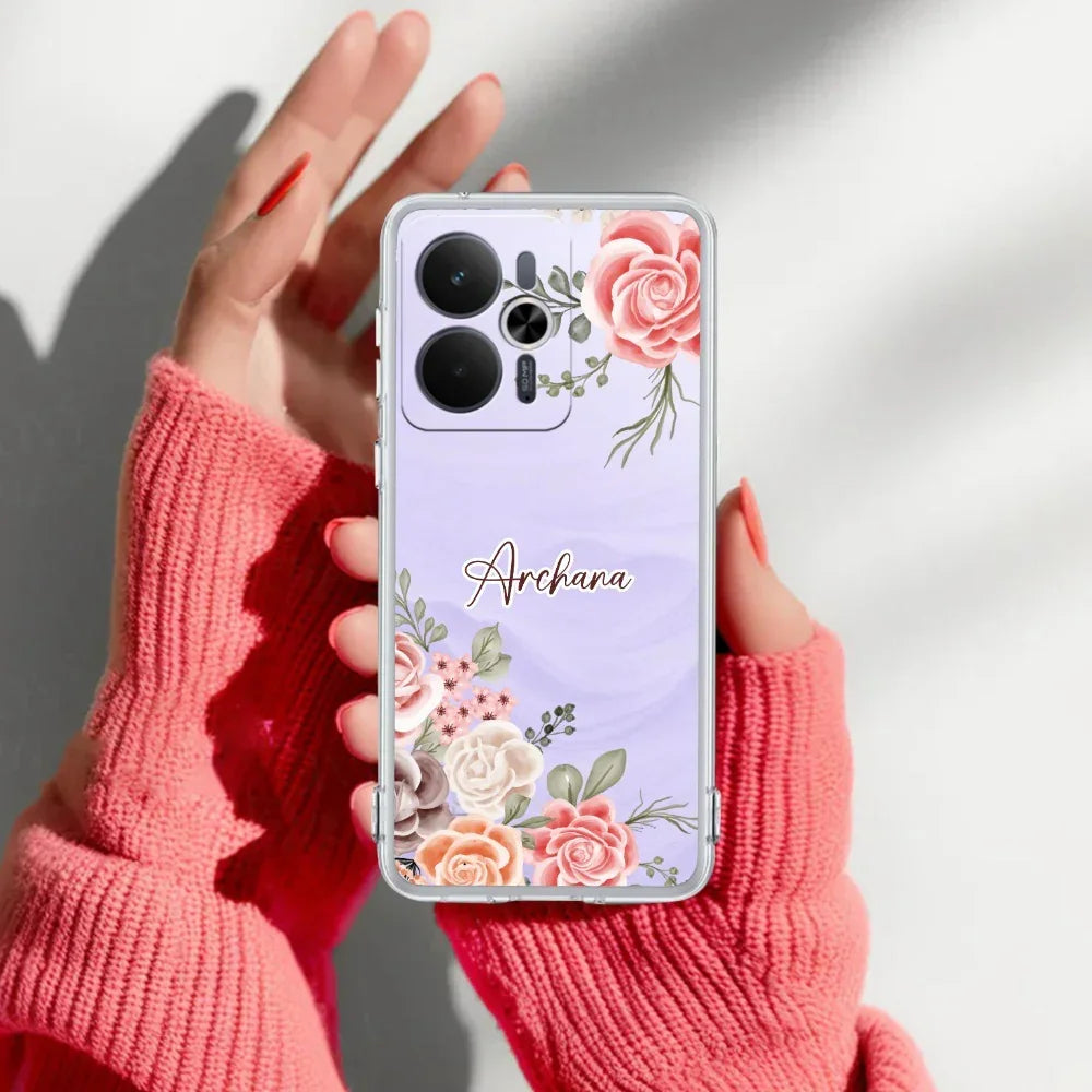 Pink Floral Anti Yelllow Case For Realme 14T 5G