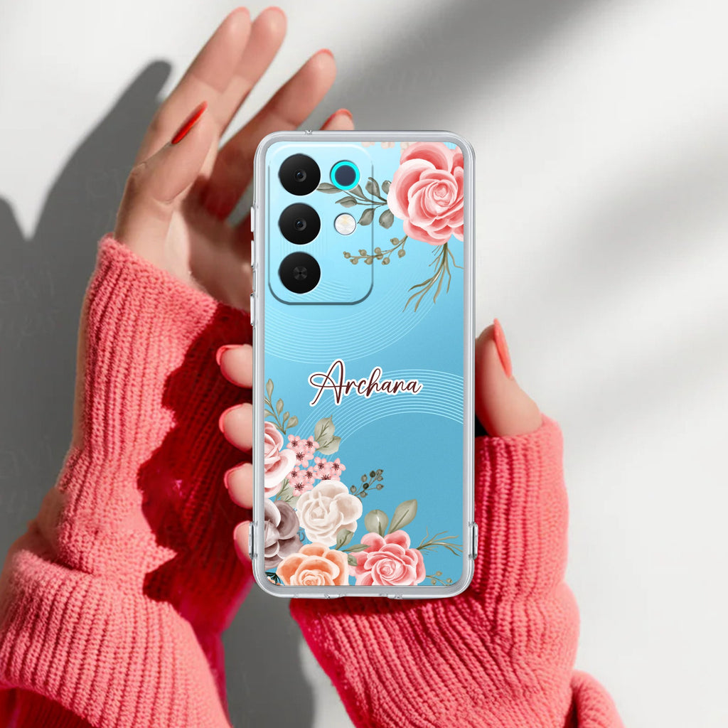 Pink Floral Customize Anti Yelllow Case For Realme 15X 5G