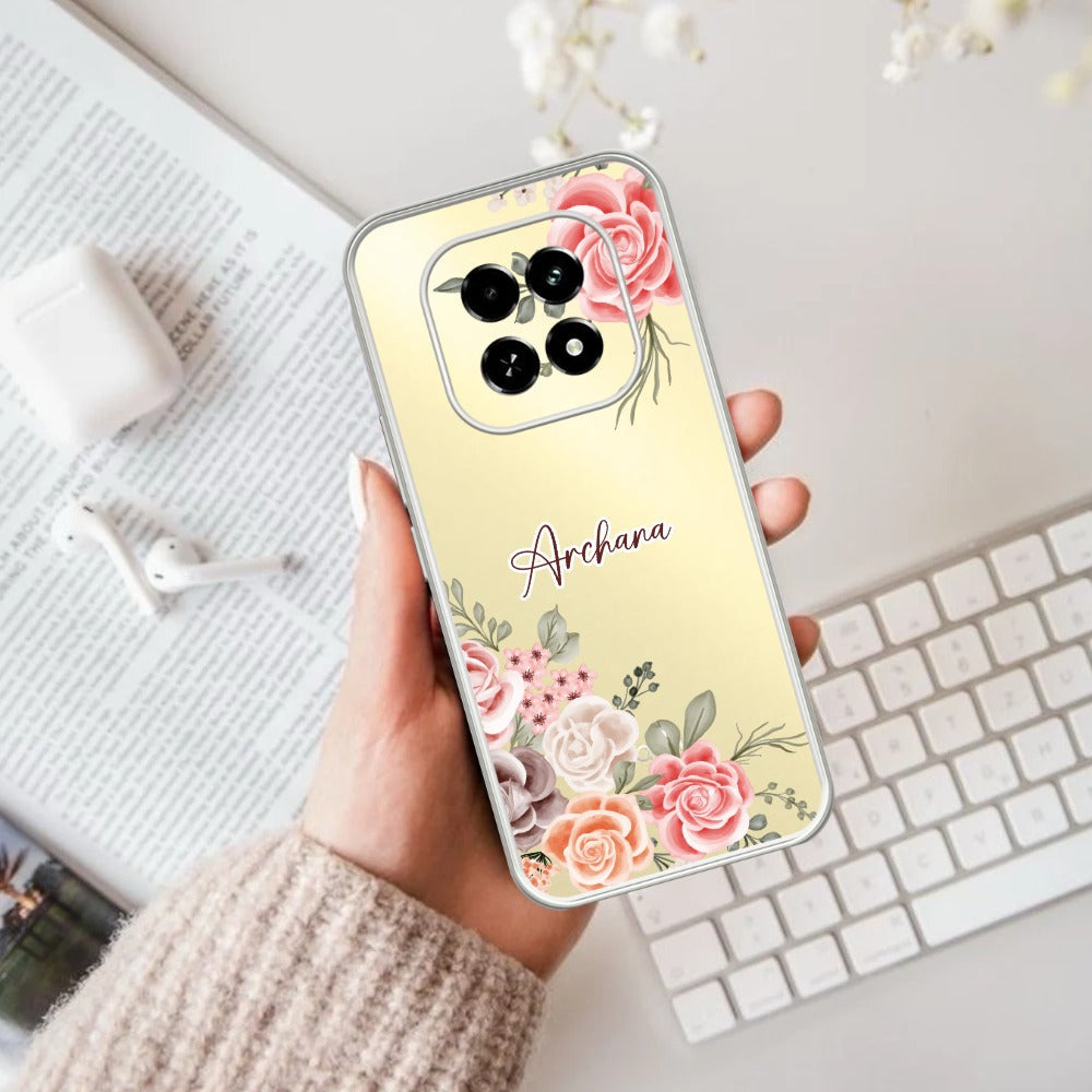 Pink Floral Transparent Silicon Case For Oppo