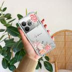 Pink Floral Transparent Silicon Case For Realme 12X 5G