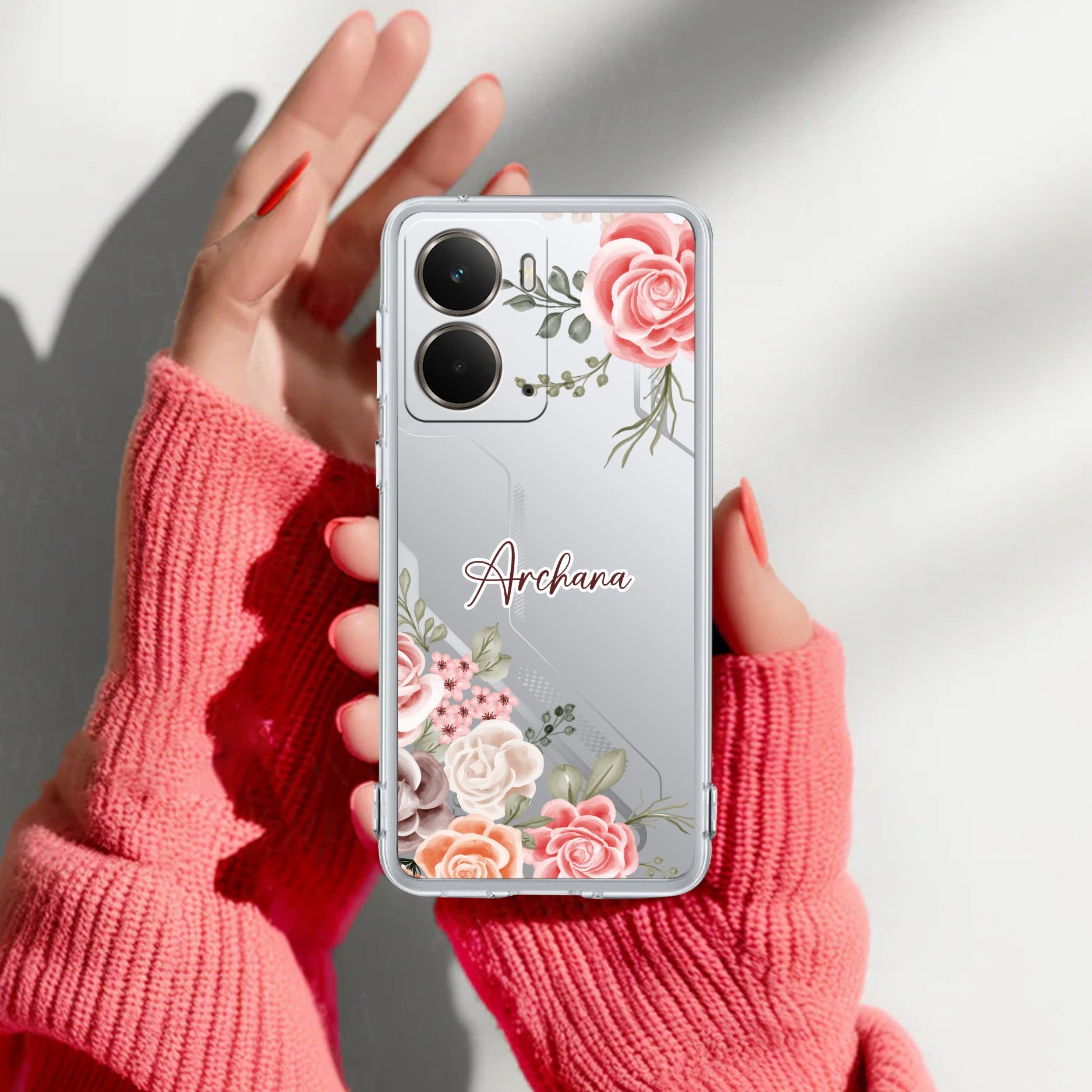 Pink Floral Customize Anti Yelllow Case For Realme P3 5G