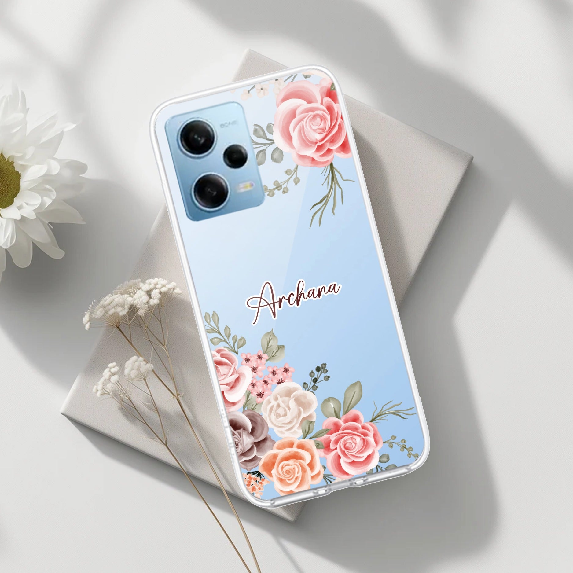 Pink Floral Transparent Silicon Case For Redmi/Xiaomi