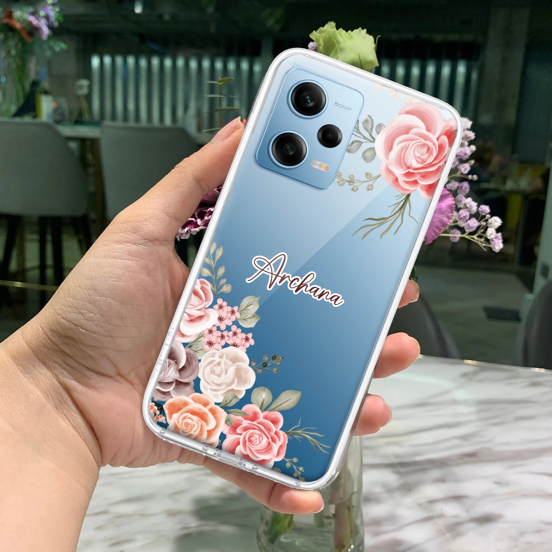 Pink Floral Transparent Silicon Case For Redmi/Xiaomi