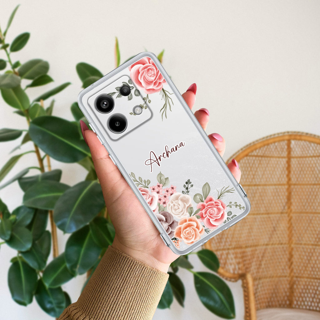 Pink Floral Anti Yellow Case For Redmi Note 13 Pro 5G