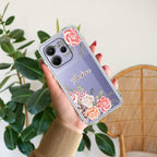 Pink Floral Transparent Silicon Case For Redmi Note 14 5G