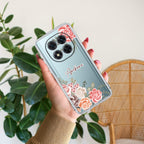 Pink Floral Transparent Silicon Case For Redmi Note 14 Pro Plus 5G