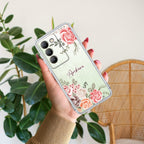 Pink Floral Transparent Silicon Case For Vivo T3 5G