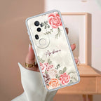 Pink Floral Transparent Silicon Case For Vivo T4 Ultra 5G