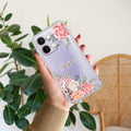 Pink Floral Transparent Silicon Case For Vivo T5X 5G