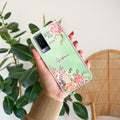 Pink Floral Transparent Silicon Case For Vivo V21e 5G