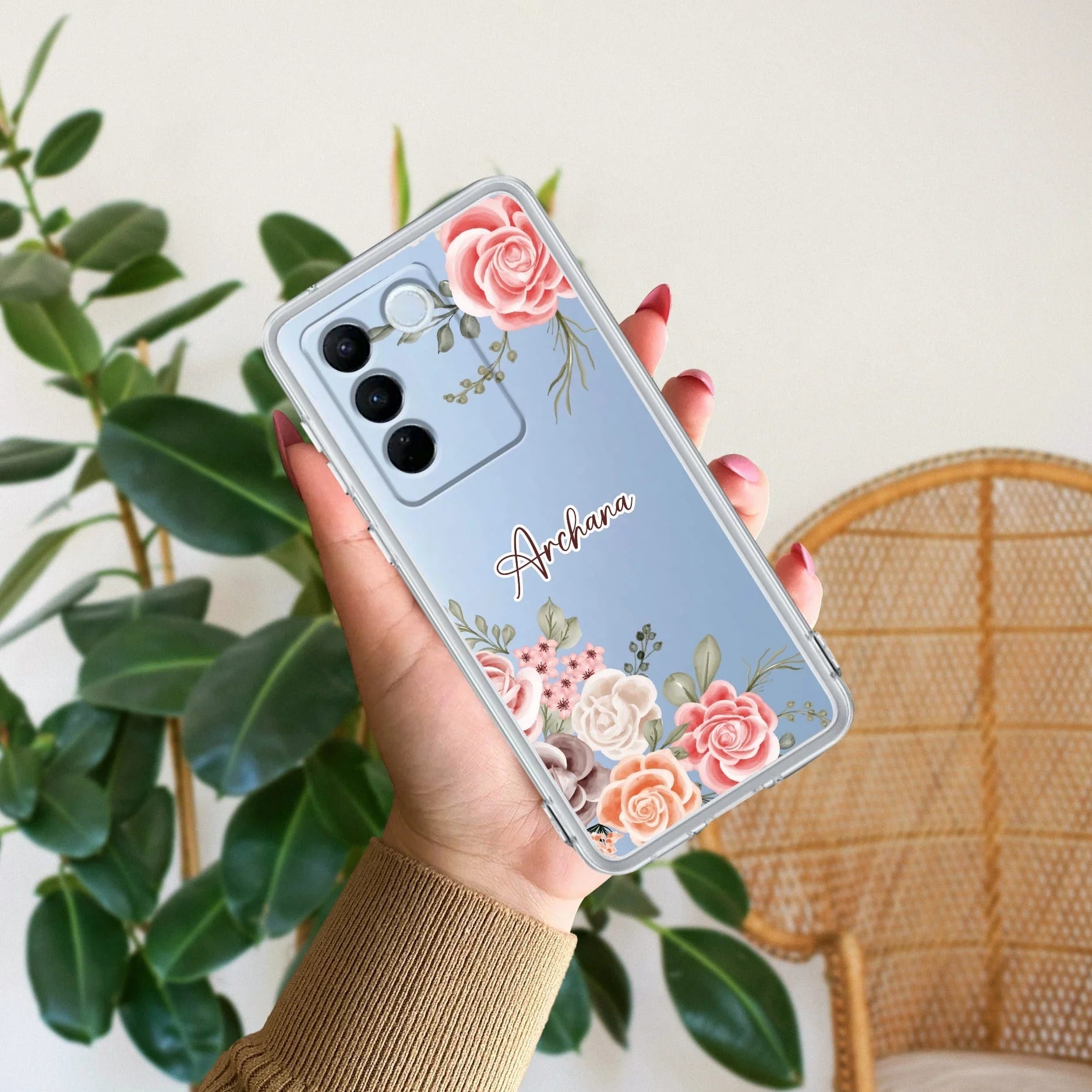 Pink Floral Transparent Silicon Case For Vivo - ShopOnCliQ