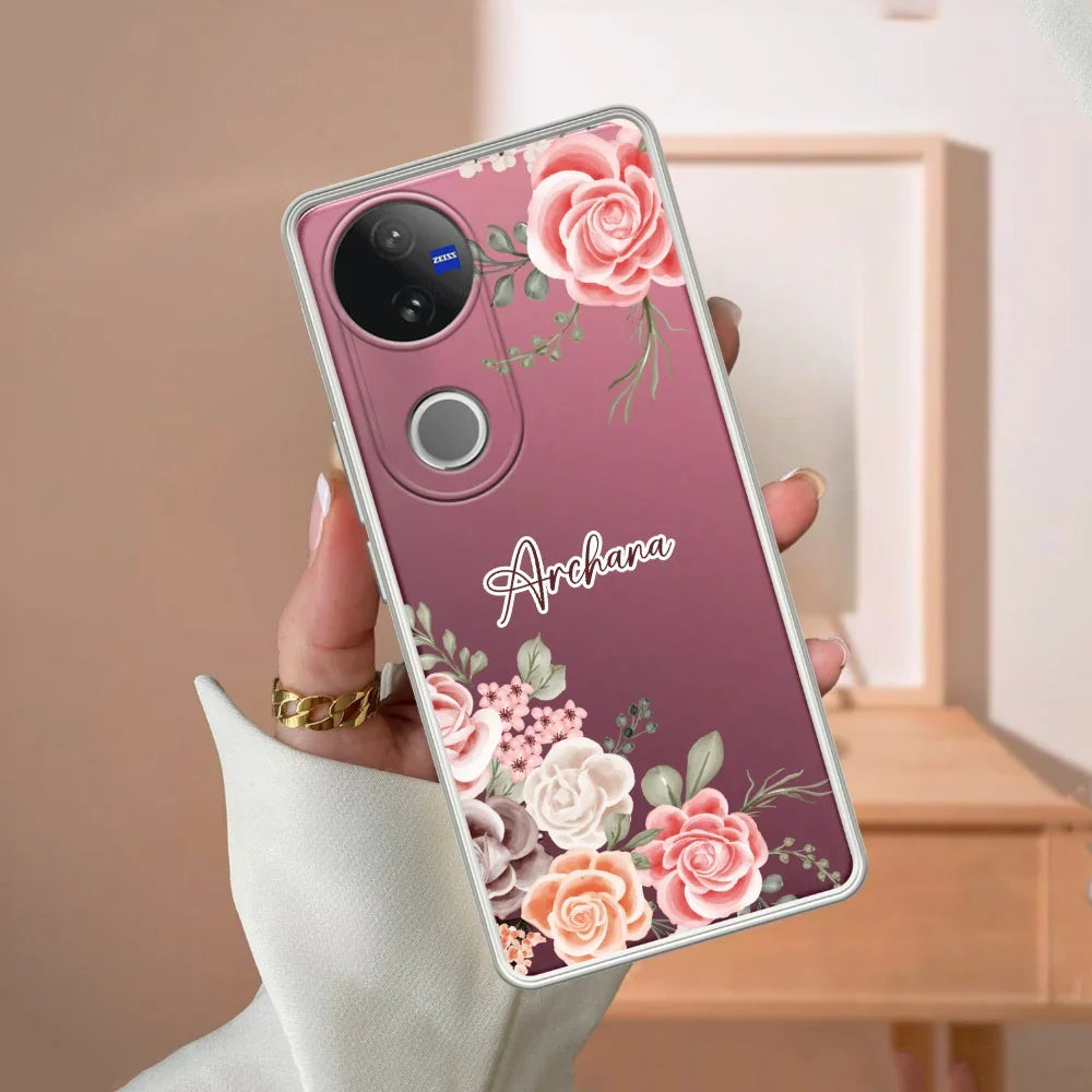 Pink Floral Transparent Silicon Case For Vivo - ShopOnCliQ