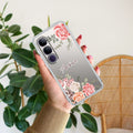 Pink Floral Transparent Silicon Case For Vivo Y300 5G