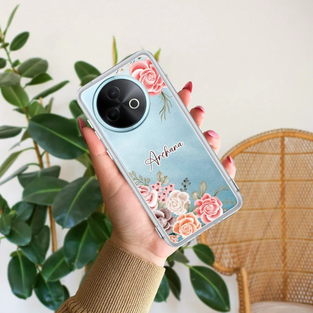 Pink Floral Transparent Silicon Case For Vivo - ShopOnCliQ