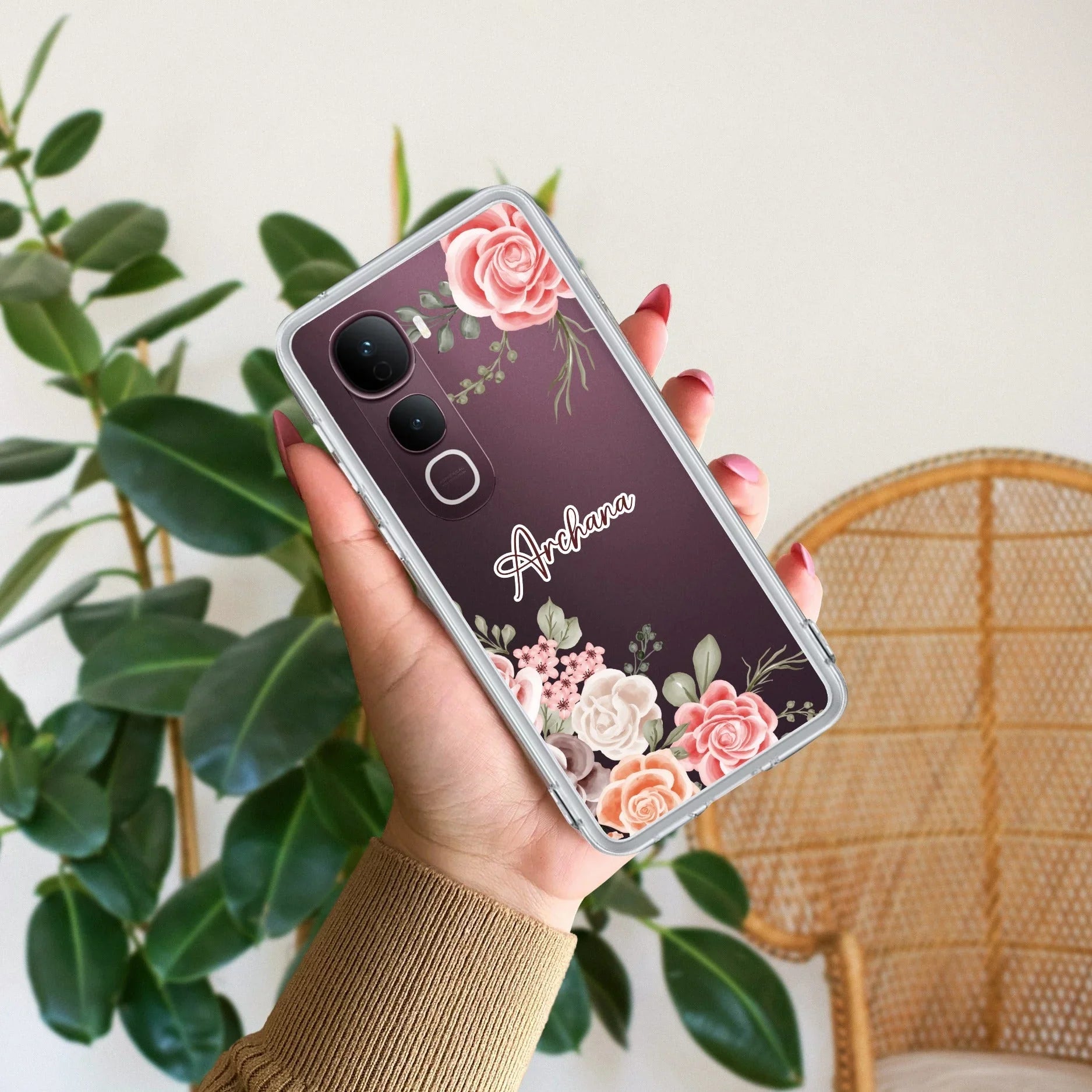 Pink Floral Transparent Silicon Case For Vivo - ShopOnCliQ