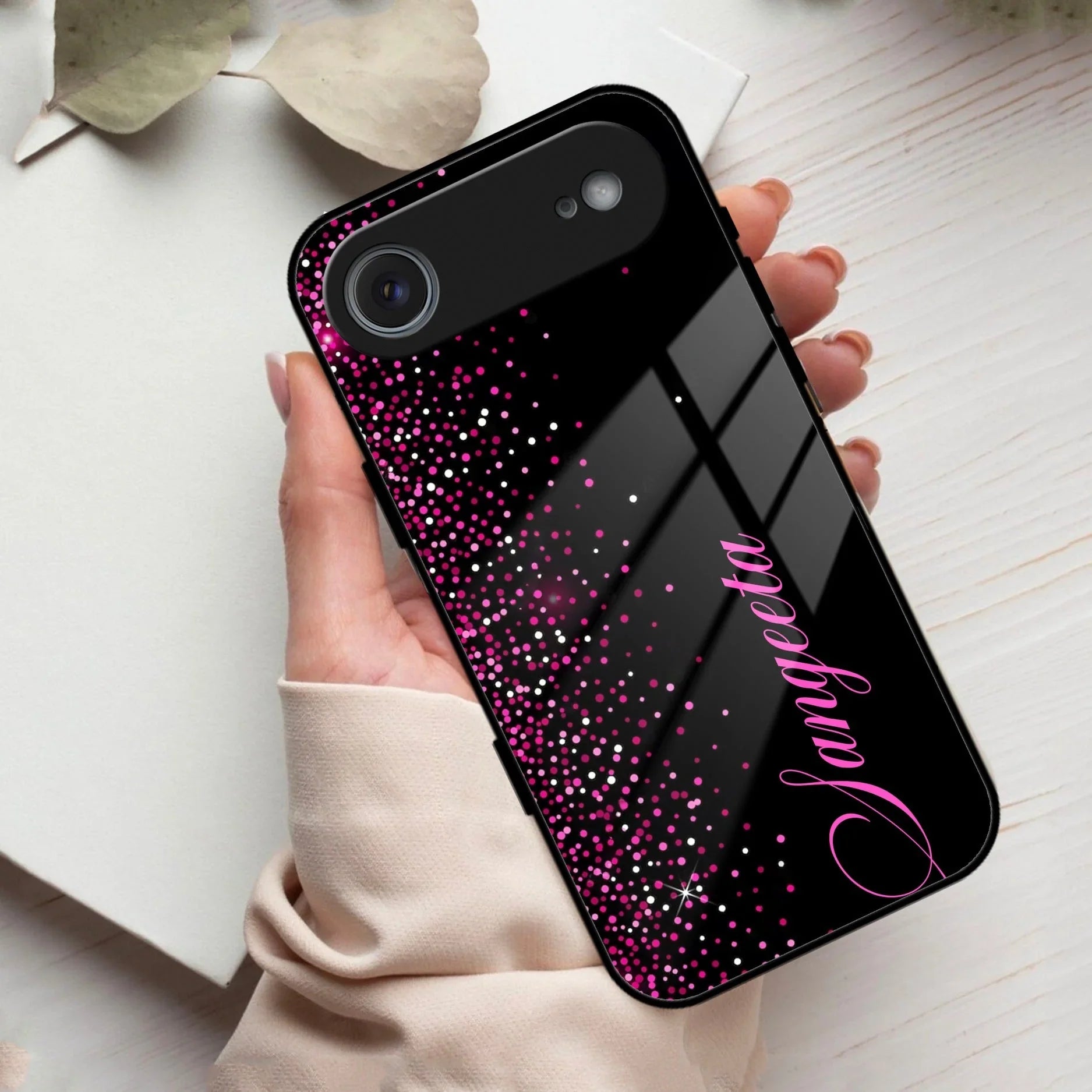 Pink Glitter Customize Glass Case Cover For iPhone - ShopOnCliQ
