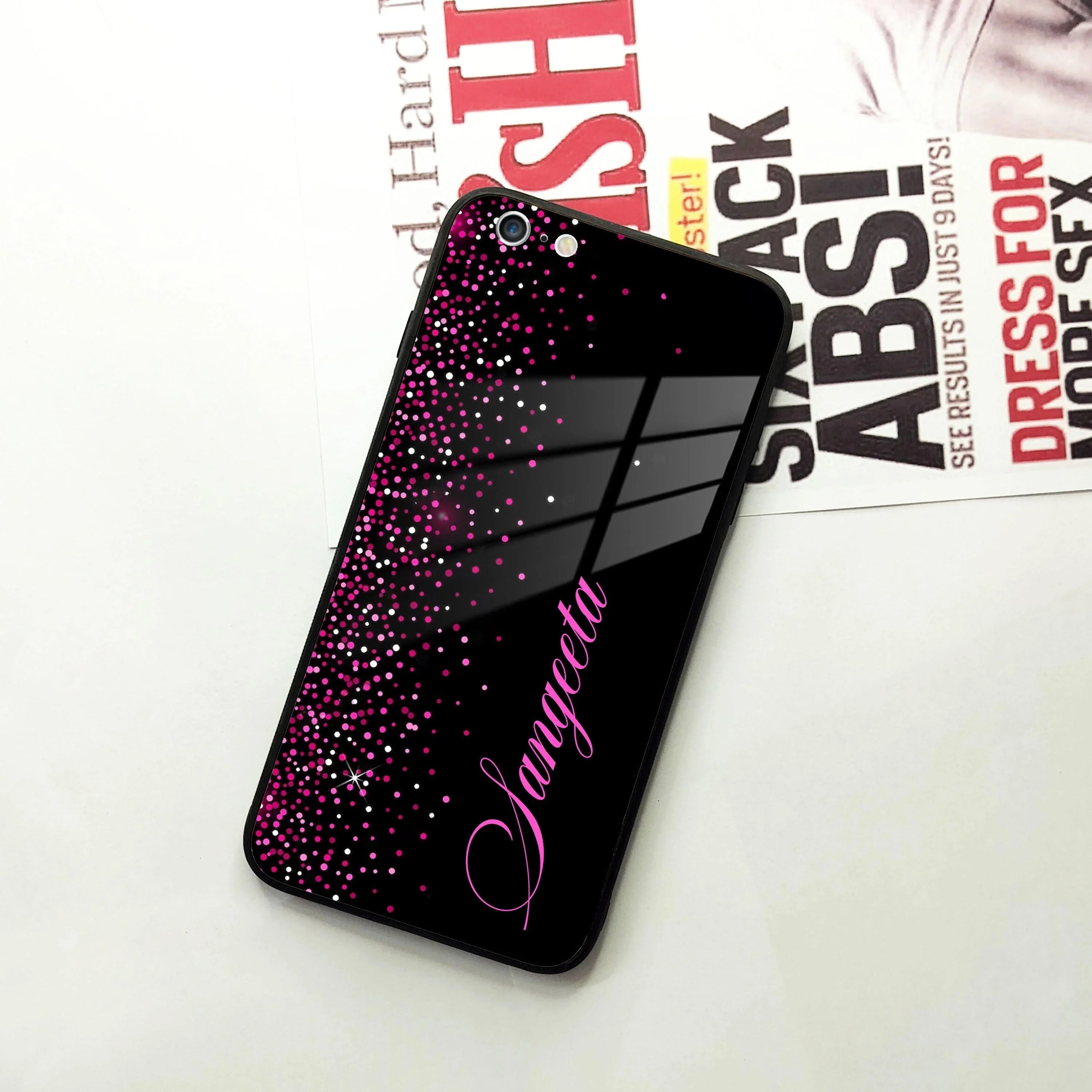 Pink Glitter Customize Glass Case Cover For iPhone - ShopOnCliQ