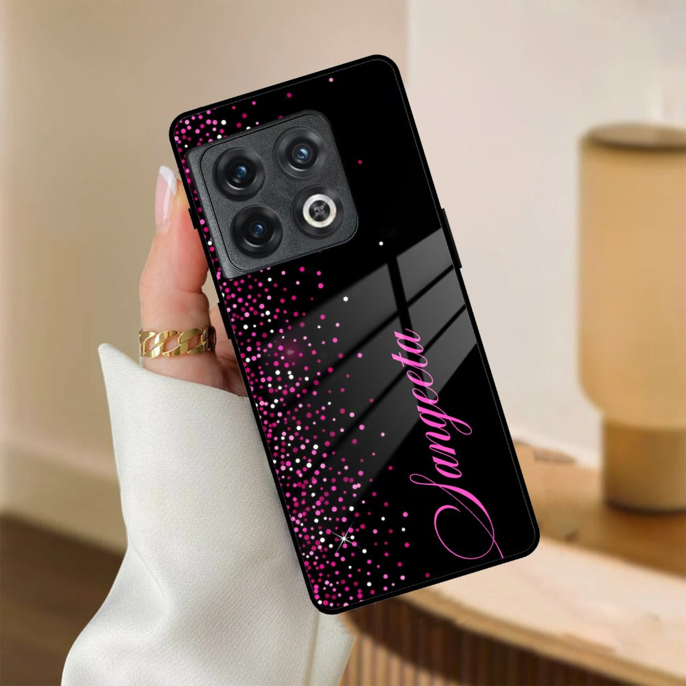 Pink Glitter Customize Glass Case Cover For Oneplus