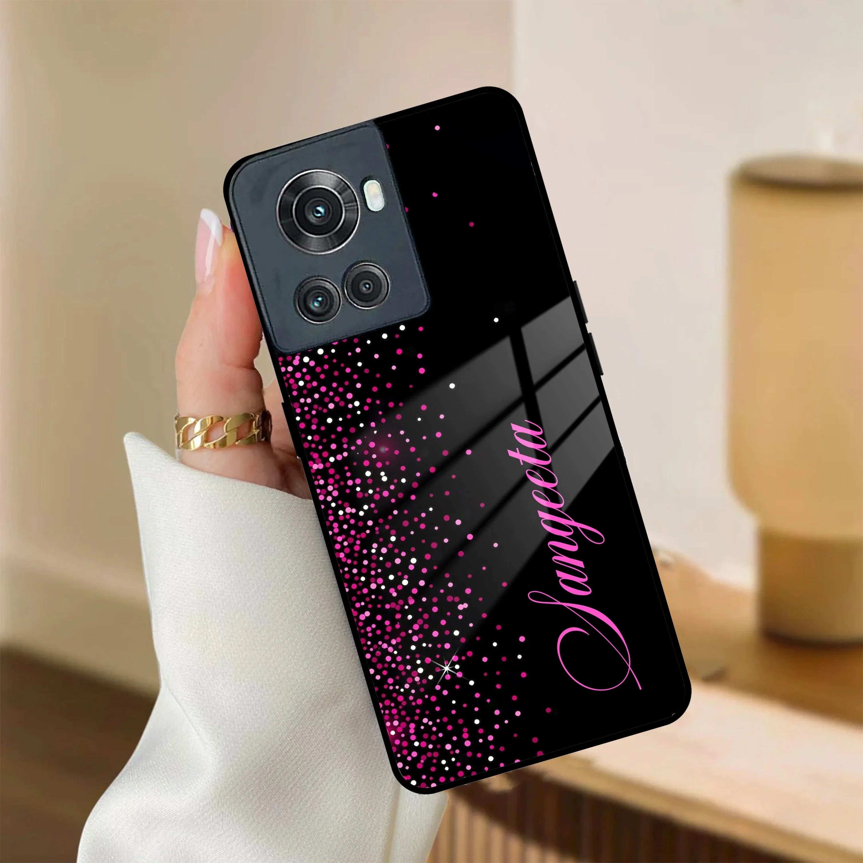 Pink Glitter Customize Glass Case Cover For Oneplus - ShopOnCliQ