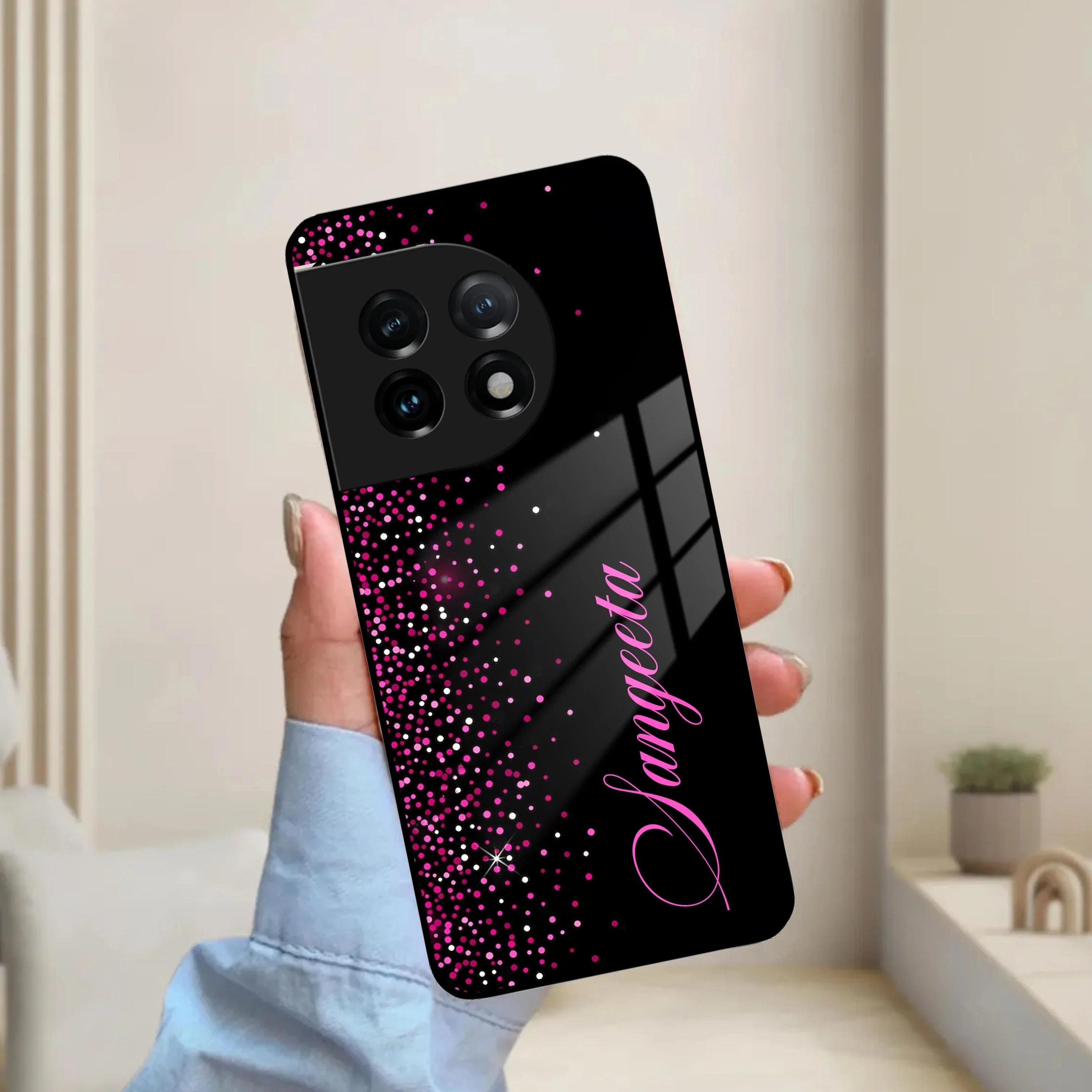 Pink Glitter Customize Glass Case Cover For Oneplus - ShopOnCliQ
