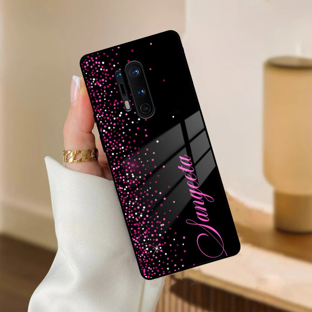 Pink Glitter Customize Glass Case Cover For Oneplus