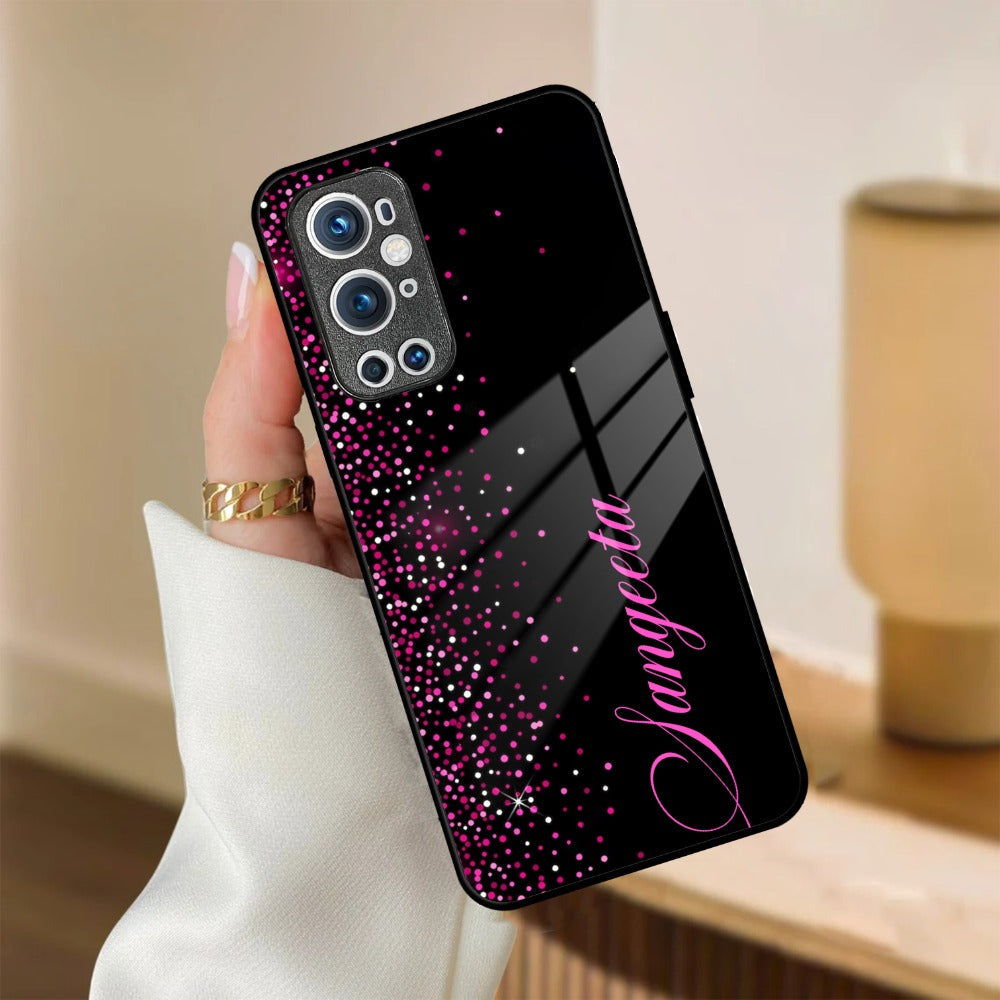 Pink Glitter Customize Glass Case Cover For Oneplus