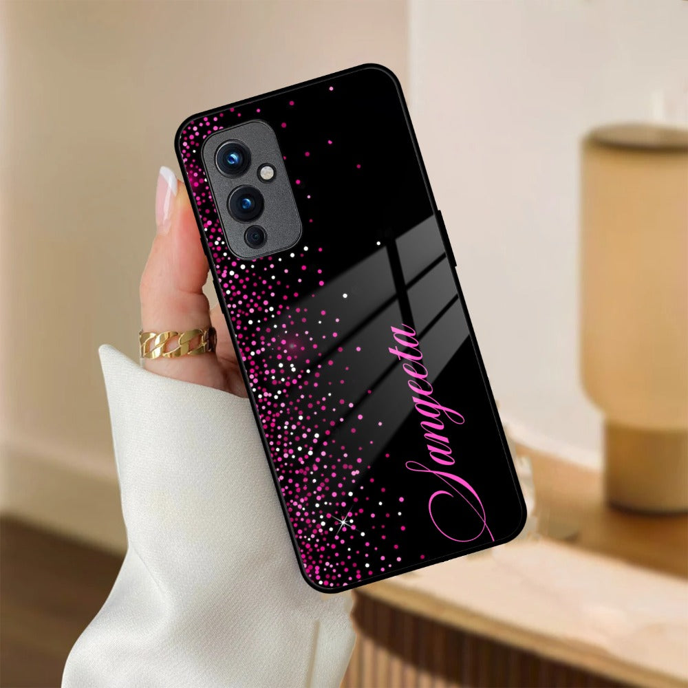 Pink Glitter Customize Glass Case Cover For Oneplus
