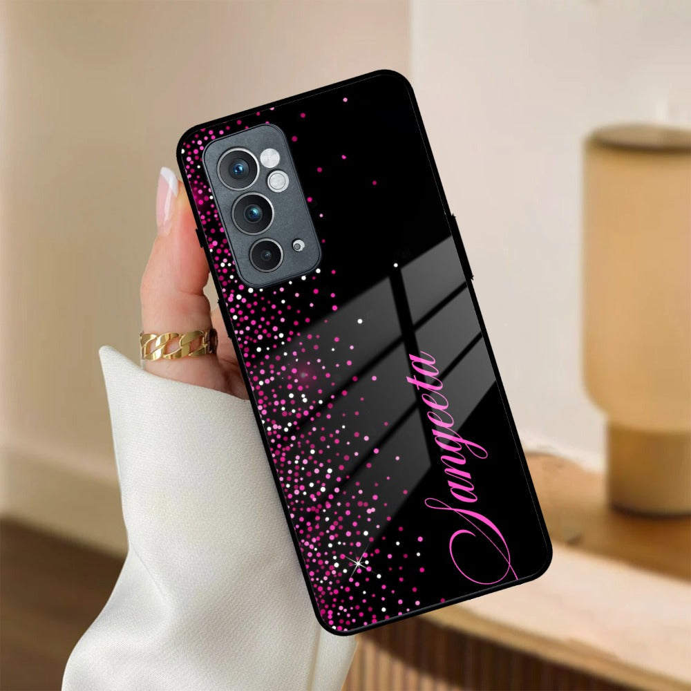 Pink Glitter Customize Glass Case Cover For Oneplus