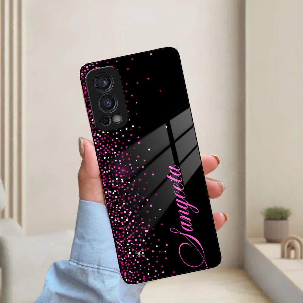 Pink Glitter Customize Glass Case Cover For Oneplus