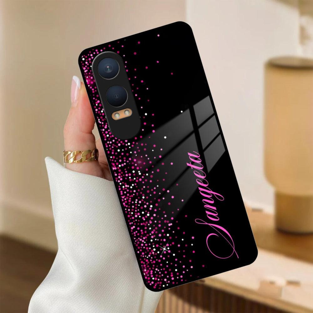 Pink Glitter Customize Glass Case Cover For Oneplus