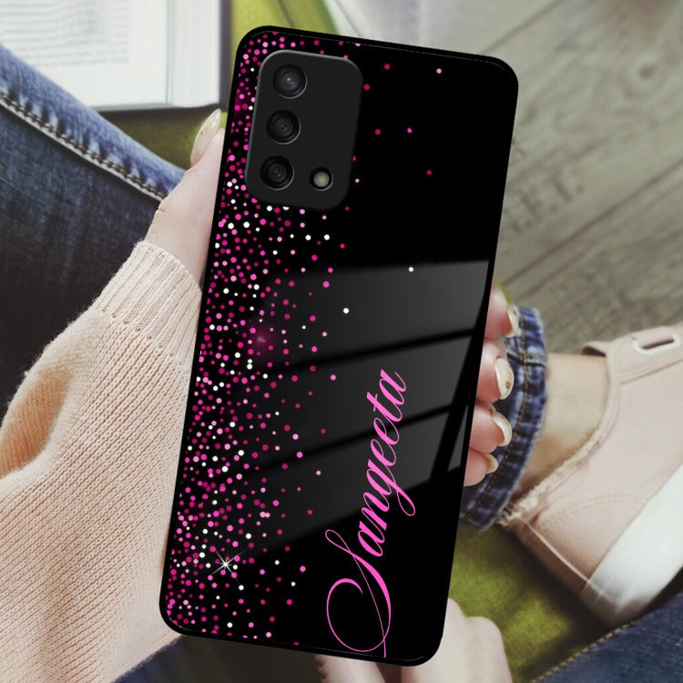 Pink Glitter Customize Glass Case Cover For Oppo