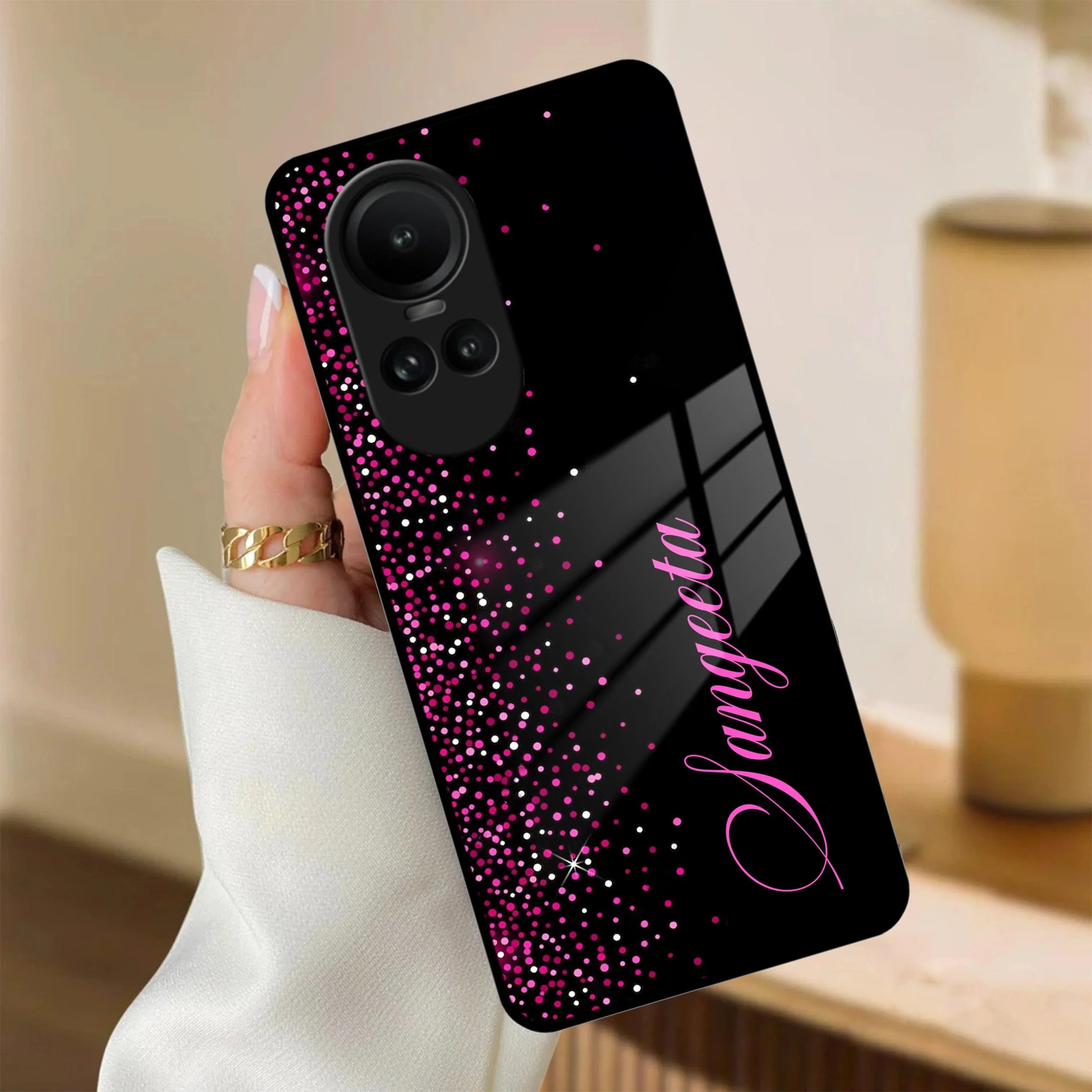 Pink Glitter Customize Glass Case Cover For Oppo - ShopOnCliQ