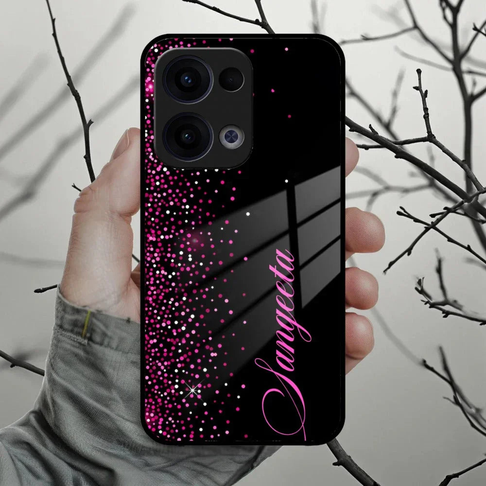 Pink Glitter Customize Glass Case Cover For Oppo - ShopOnCliQ